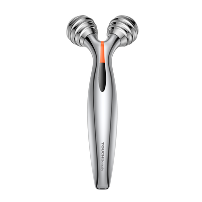 Roller facial TOUCHBeauty ROLL de frente, mostrando el mango y el detalle naranja central